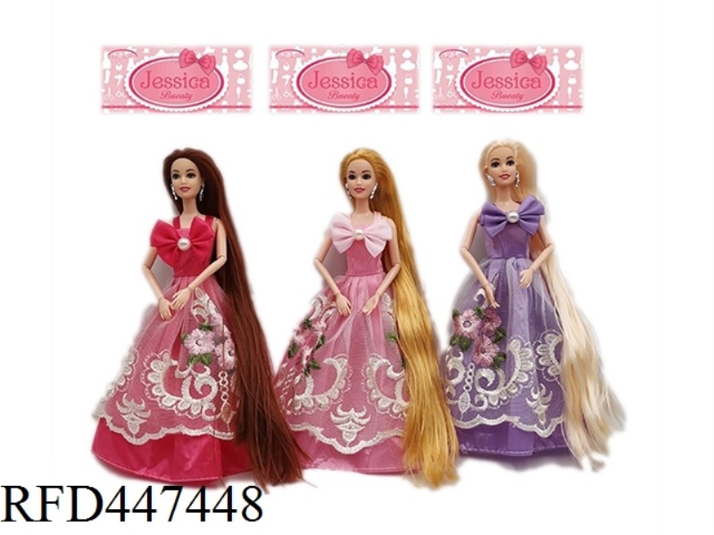 11.5-INCH SOLID 9-JOINT WEDDING DRESS LARGE SKIRT BARBIE WITH EARRINGS 3 MIXED CLOTHES