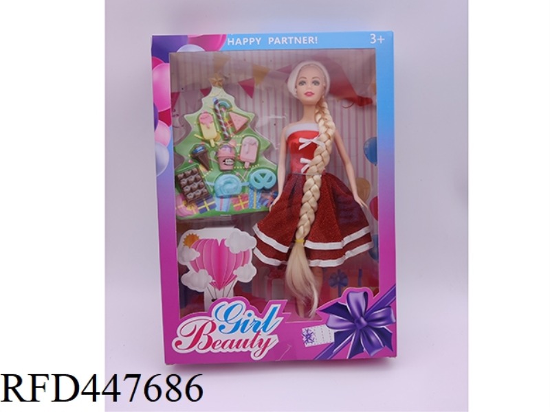 11 INCH SOLID CHRISTMAS GIRL BARBIE + CHRISTMAS TREE ACCESSORIES