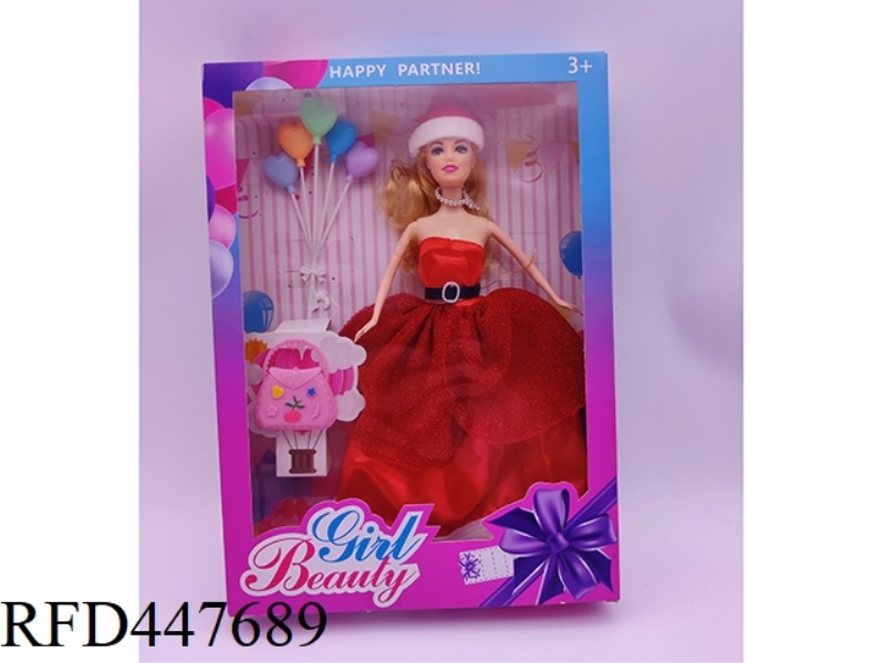 11 INCH SOLID CHRISTMAS GIRL BARBIE + ACCESSORIES