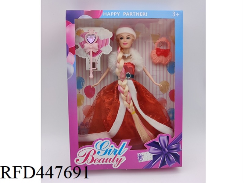 11 INCH SOLID CHRISTMAS GIRL BARBIE + ACCESSORIES