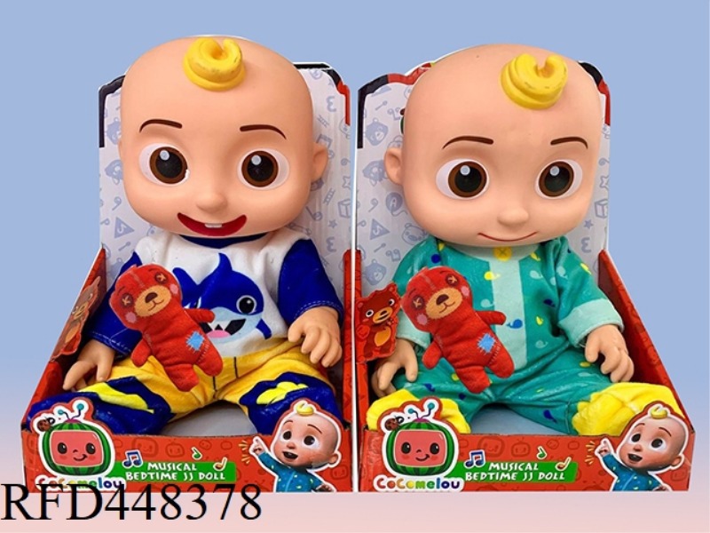 16 INCH FULL BODY VINYL COCOMELON SUPER BABY JOJO WATERMELON SCHOOL BUS WITH COTTON BEAR (WITH MUSIC