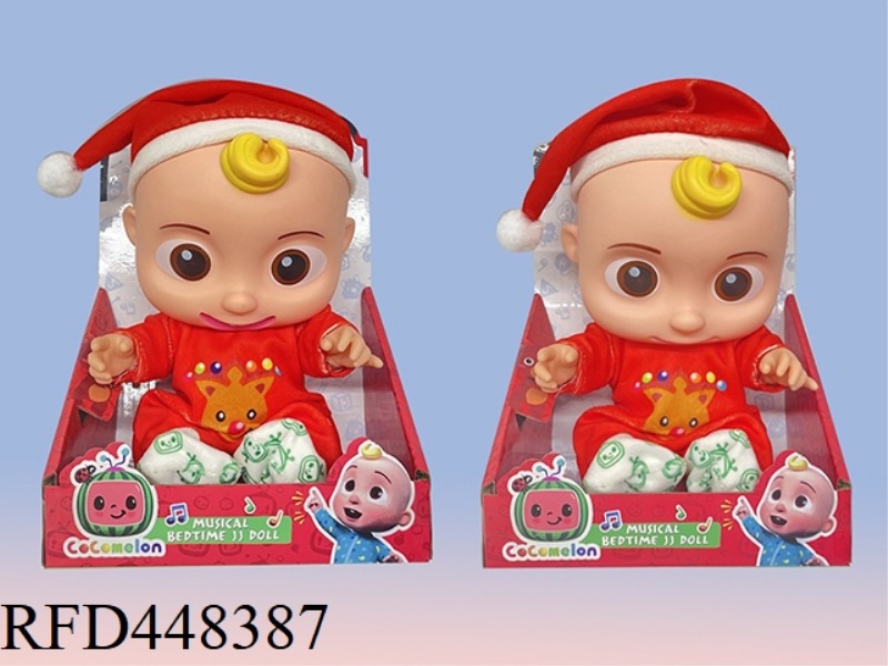 10 INCH FULL BODY VINYL COCOMELON SUPER BABY JOJO WATERMELON SCHOOL BUS CHRISTMAS STYLE (WITH MUSIC)