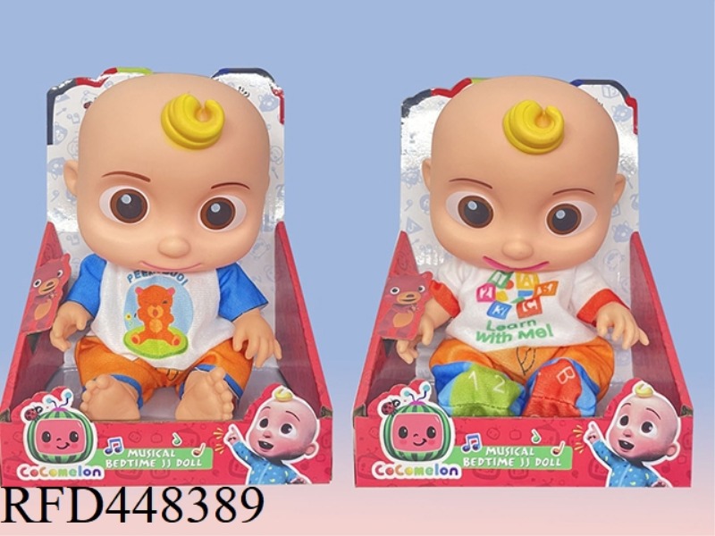 10 INCH FULL BODY VINYL COCOMELON SUPER BABY JOJO WATERMELON SCHOOL BUS (WITH THEME SONG MUSIC)