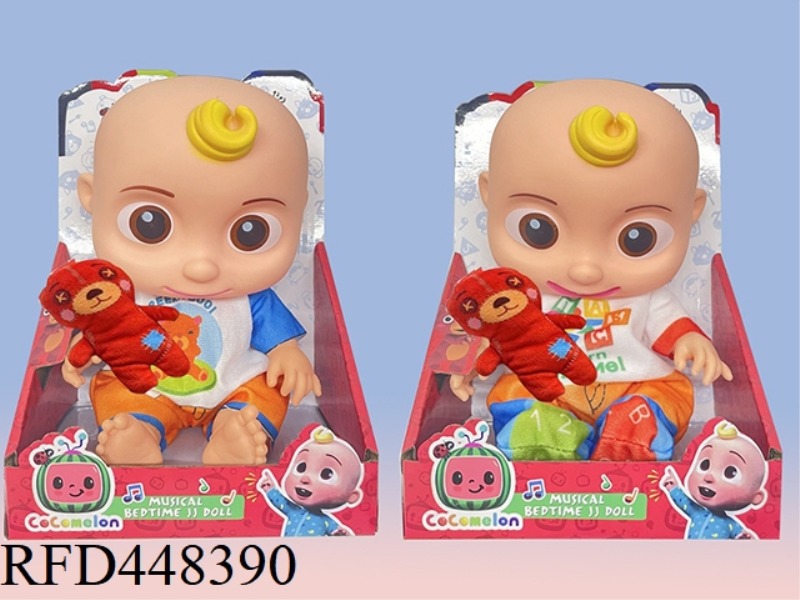 10 INCH FULL BODY VINYL COCOMELON SUPER BABY JOJO WATERMELON SCHOOL BUS WITH COTTON BEAR (WITH THEME