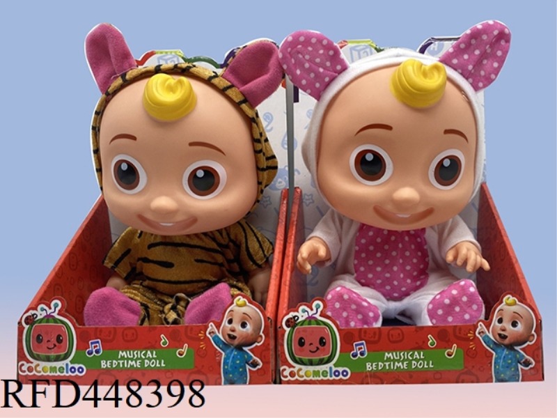 10 INCH FULL BODY VINYL COCOMELON SUPER BABY JOJO WATERMELON SCHOOL BUS (WITH MUSIC)