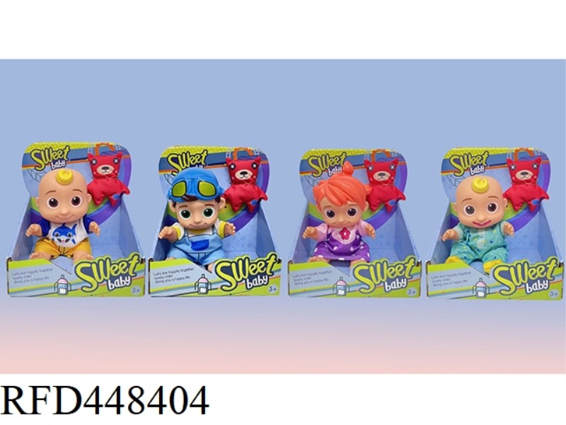 8 INCH FULL BODY VINYL COCOMELON SUPER BABY JOJO WATERMELON SCHOOL BUS WITH COTTON BEAR (WITH MUSIC)
