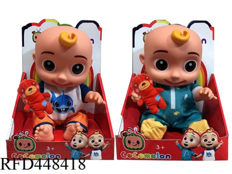 10 INCH DISPLAY BOX SOLID BODY COCOMELON SUPER BABY JJ WATERMELON SCHOOL BUS (WITH MUSIC) (WITH COTT