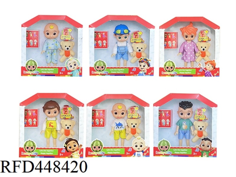 6 INCH WINDOW BOX SOLID BODY COCOMELON SUPER BABY JJ WATERMELON SCHOOL BUS (WITH VINYL BEAR)