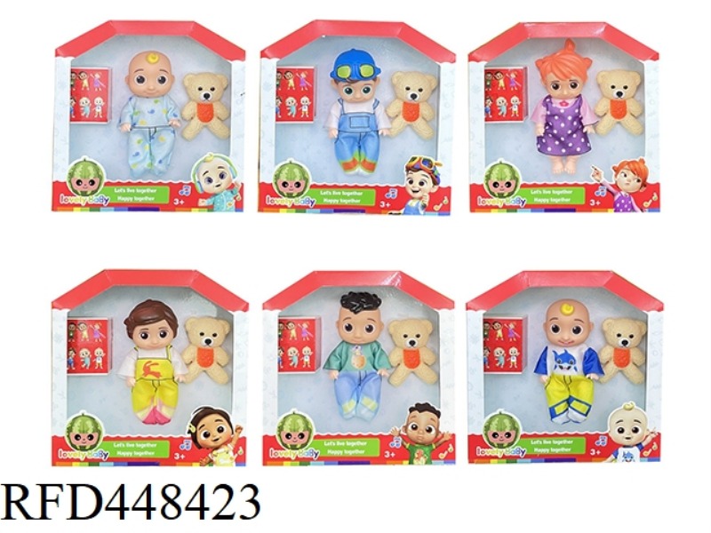 5 INCH WINDOW BOX SOLID BODY COCOMELON SUPER BABY JJ WATERMELON SCHOOL BUS (WITH VINYL BEAR)
