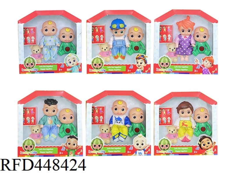5 INCH WINDOW BOX SOLID BODY COCOMELON SUPER BABY JJ WATERMELON SCHOOL BUS (WITH VINYL BEAR AND COTT