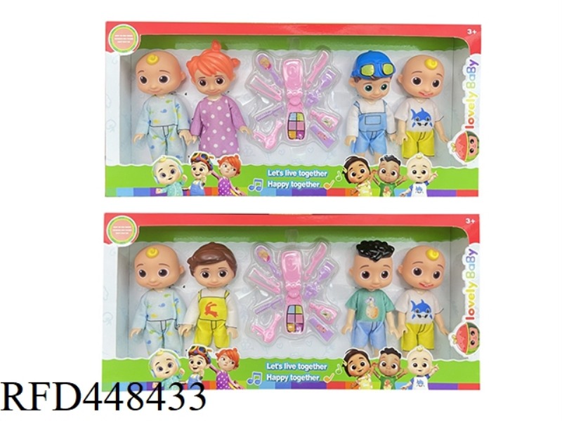 6-INCH WINDOW BOX SOLID BODY COCOMELON SUPER BABY JJ WATERMELON SCHOOL BUS WITH WASHING, CUTTING AND