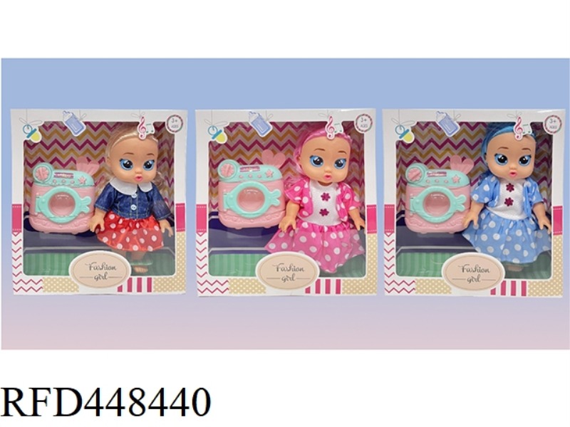 10 INCH WINDOW BOX FULL BODY VINYL CRYING DOLL WITH WASHING MACHINE ACCESSORIES (WITH 4 SOUND IC)