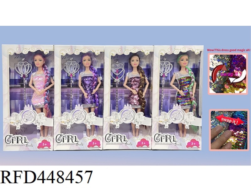 11-INCH WINDOW BOX SOLID FASHION BARBIE WITH FAIRY STICK (SEQUINS CAN BE FLIPPED)