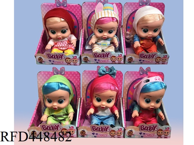 8 INCH DISPLAY BOX FULL BODY VINYL WITH HAIR CRYING DOLL WITH 4 SOUND IC