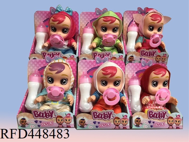 8 INCH DISPLAY BOX FULL BODY VINYL WILL DRINK WATER, CRY, CRY, DOLL WITH 4 SOUND IC
