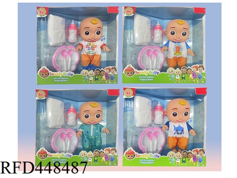 10-INCH WINDOW BOX FULL BODY VINYL COCOMELON WATERMELON SCHOOL BUS JOJO SUPER BABY WITH TABLEWARE AC