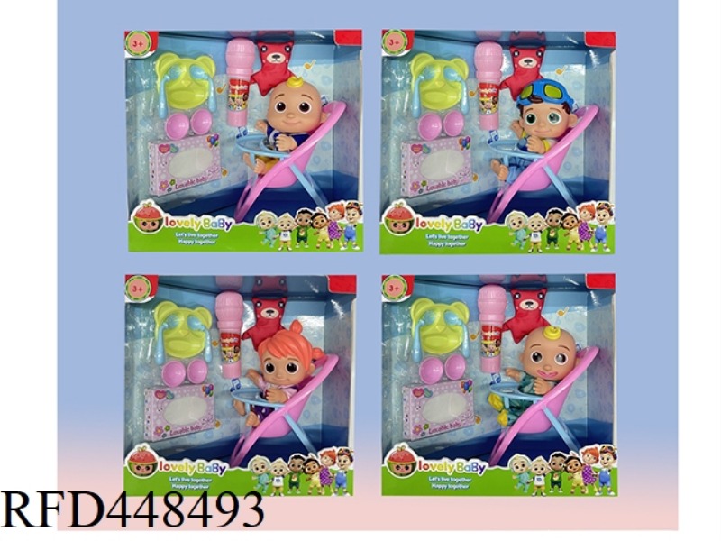 8-INCH WINDOW BOX FULL BODY VINYL COCOMELON WATERMELON SCHOOL BUS JOJO SUPER BABY WITH TABLEWARE ACC