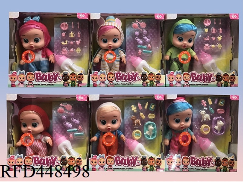 8 INCH WINDOW BOX FULL BODY VINYL WITH HAIR CRYING DOLL WITH 4 SOUND IC