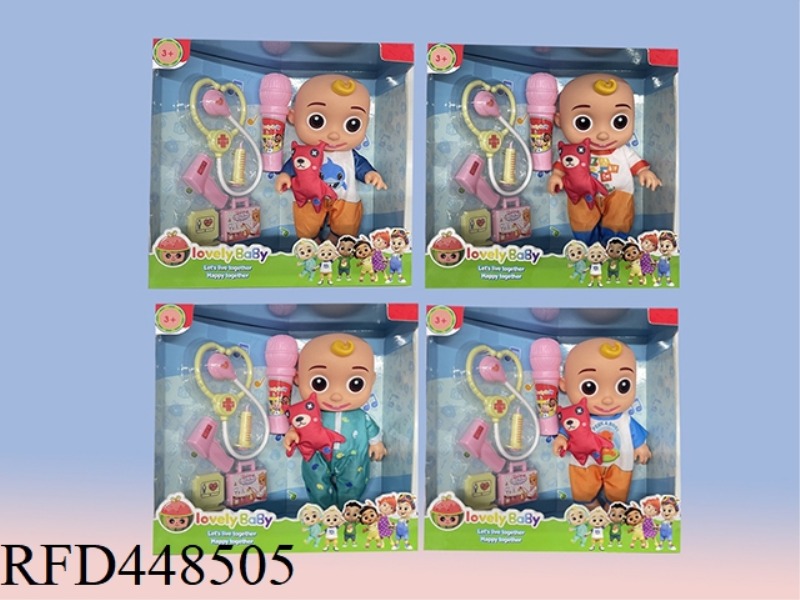 10-INCH WINDOW BOX FULL BODY VINYL COCOMELON WATERMELON SCHOOL BUS JOJO SUPER BABY WITH MEDICAL ACCE