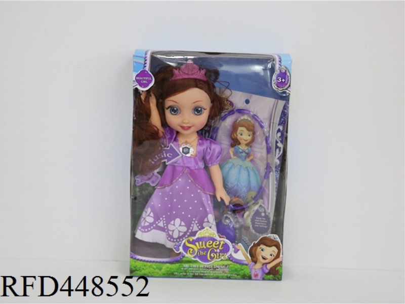 14 INCH SOLID LIGHT MUSIC PRINCESS SOPHIA WITH CROWN LIGHT MUSIC NECKLACE