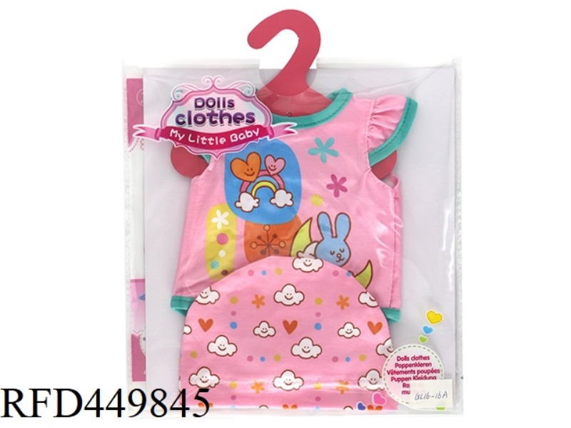 DOLL CLOTHES* PINK RABBIT UNDERSHIRT (WITH HAT)