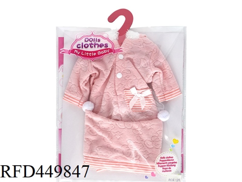 DOLL CLOTHES* PINK BEAR HOODED JUMPSUIT (WITH HOOD)