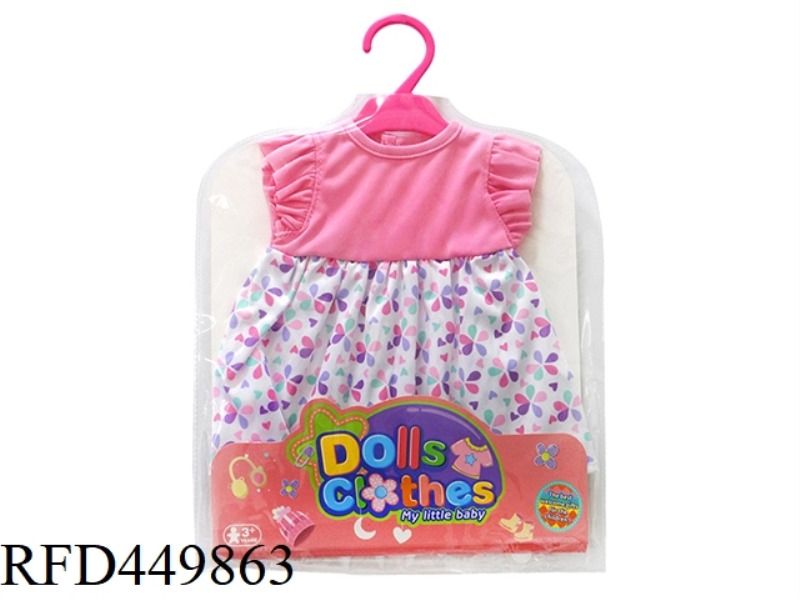 DOLL CLOTHES*PINK MULTICOLORED LOTUS SLEEVE SKIRT