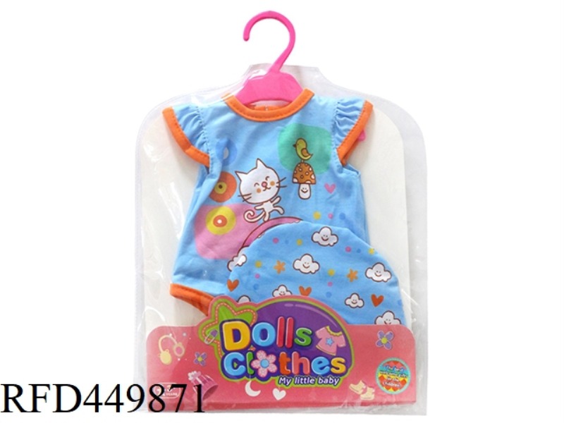 DOLL CLOTHES*BLUE CAT UNDERSHIRT (WITH HAT)