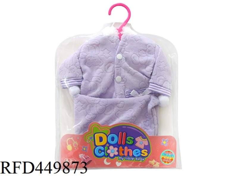 DOLL CLOTHES*PURPLE BEAR HOODED JUMPSUIT (WITH HOOD)