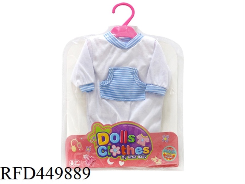 DOLL CLOTHES*18 INCH FRONT POCKET WHITE KNIT BODYSUIT