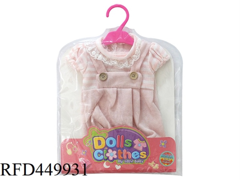 DOLL CLOTHES *PINK STRIPED WOOL SUSPENDERS