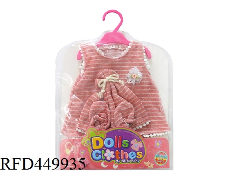 DOLL CLOTHES * BRICK RED STRIPED WOOL SKIRT (INCLUDING HAT SOCKS)