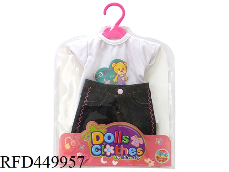 DOLL CLOTHES*WHITE KNITTED TOP+STURDY TROUSERS