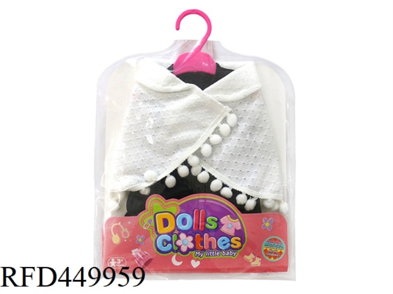 DOLL CLOTHES*WHITE WOOL CAPE AND BLACK LONG SKIRT