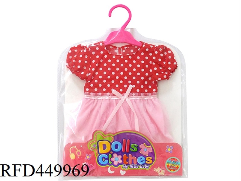 DOLL CLOTHES*BIG RED AND WHITE DOT MESH SKIRT