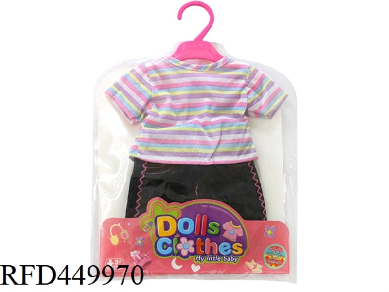 DOLL CLOTHES*BLACK JEANS+RED COLOR STRIPED CLOTHES