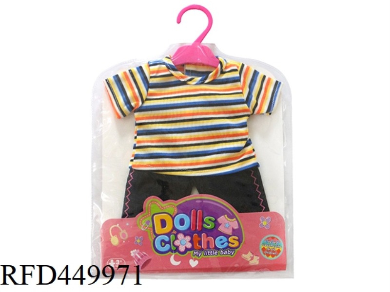 DOLL CLOTHES*BLACK JEANS + YELLOW COLOR STRIPED CLOTHES