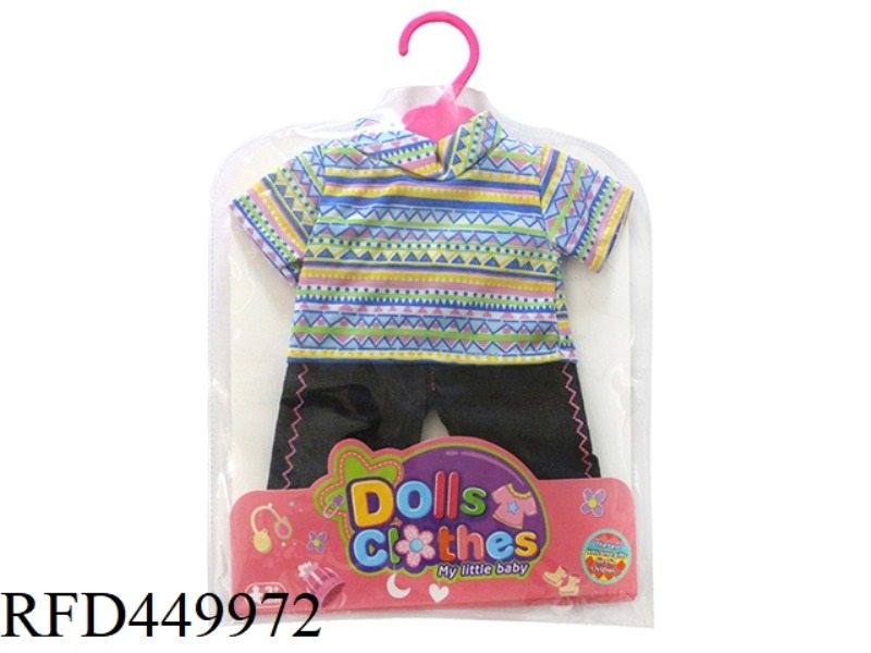 DOLL CLOTHES * BLACK JEANS + BLUE STRIPED CLOTHES