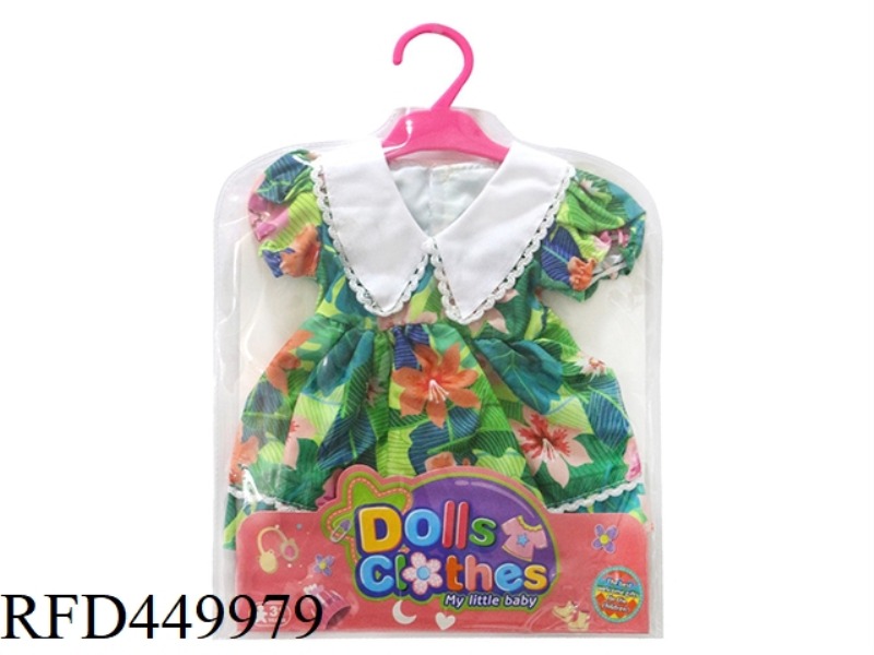 DOLL CLOTHES*GREEN FLOWER WHITE COLLAR SKIRT
