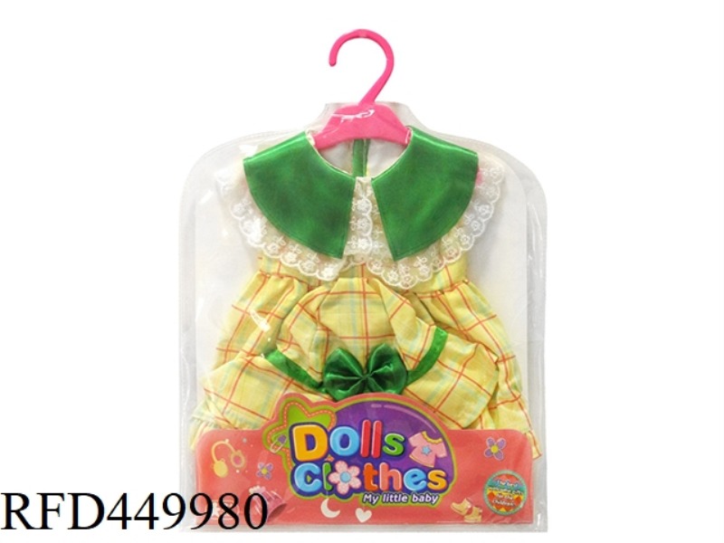 DOLL CLOTHES*YELLOW CHECK SKIRT+HAT