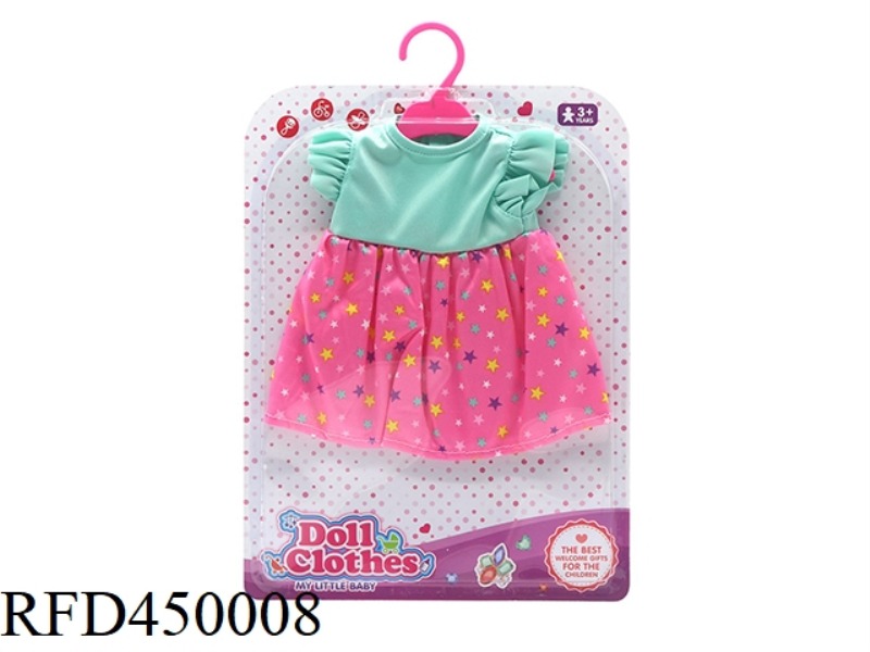 DOLL CLOTHES*PINK GREEN STAR LOTUS SLEEVE SKIRT