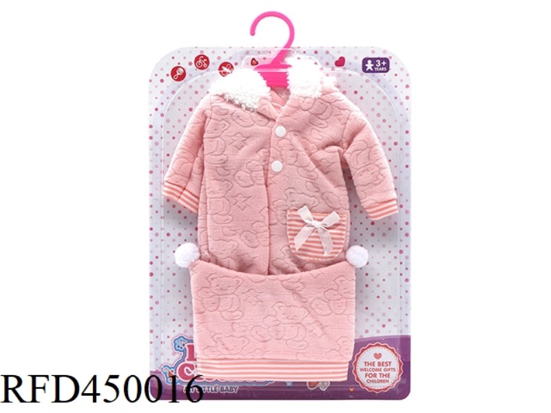 DOLL CLOTHES* PINK BEAR HOODED JUMPSUIT (WITH HOOD)