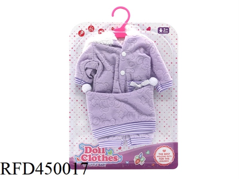 DOLL CLOTHES*PURPLE BEAR HOODED JUMPSUIT (WITH HOOD)
