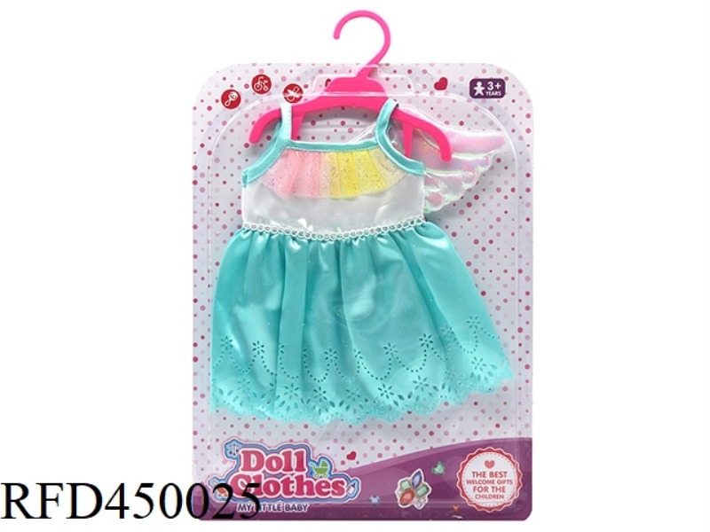 DOLL CLOTHES*PINK GREEN WINGED PERFORATED SKIRT