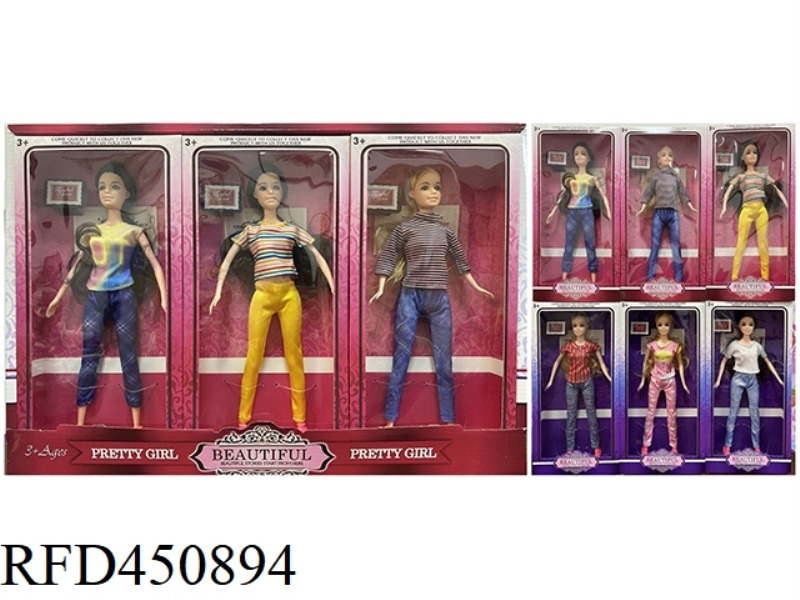 11 INCH SOLID BODY EXQUISITE DISPLAY BOX BARBIE DOLL (6 PIECES)