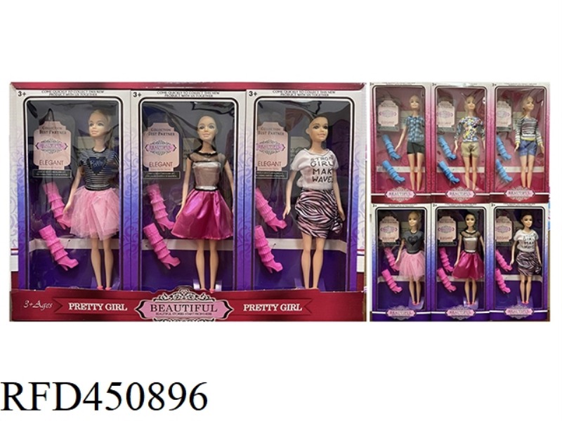 11 INCH SOLID BODY EXQUISITE DISPLAY BOX BARBIE DOLL (6 PIECES)