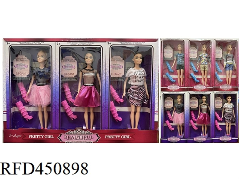 11 INCH SOLID BODY EXQUISITE DISPLAY BOX BARBIE DOLL (6 PIECES)