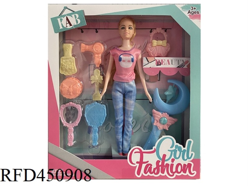 11 INCH SOLID BODY EXQUISITE BARBIE DOLL WITH PLASTIC ACCESSORIES