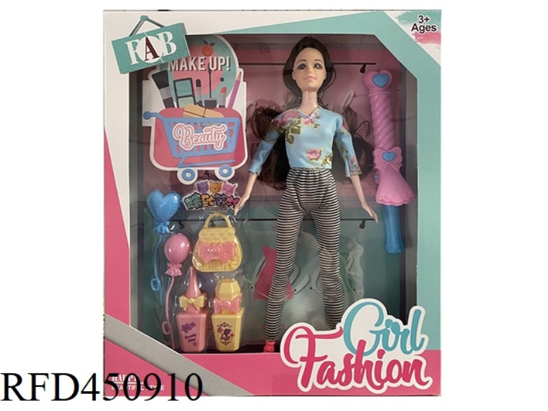 11 INCH SOLID BODY EXQUISITE BARBIE DOLL WITH PLASTIC ACCESSORIES