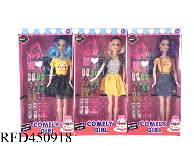 11 INCH SOLID BODY FASHION BARBIE DOLL WITH ACCESSORIES